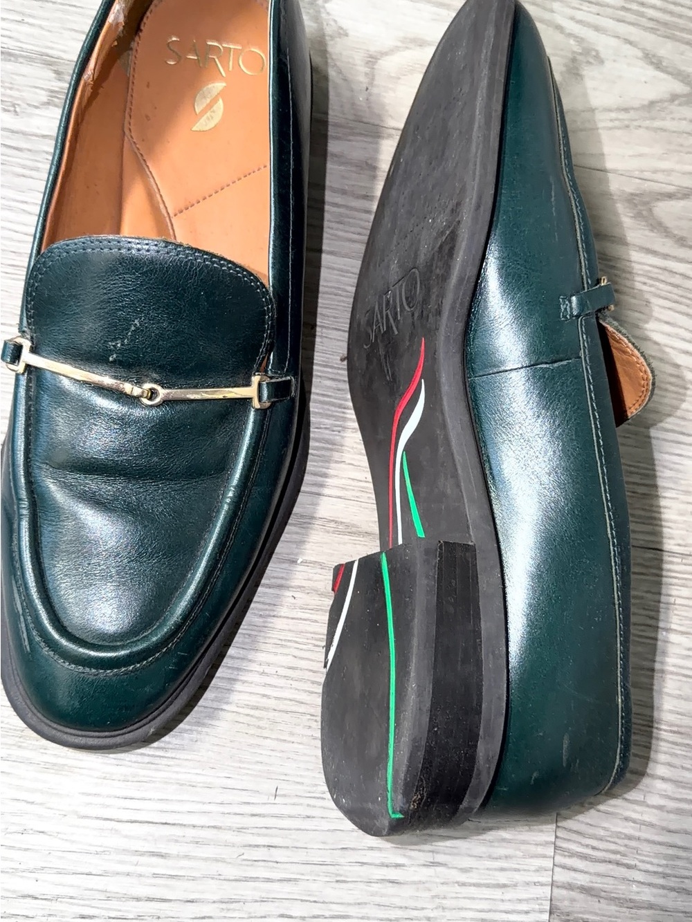 Men's Green Leather Bit Loafers